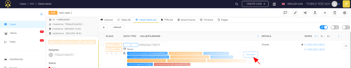 TheHive observables